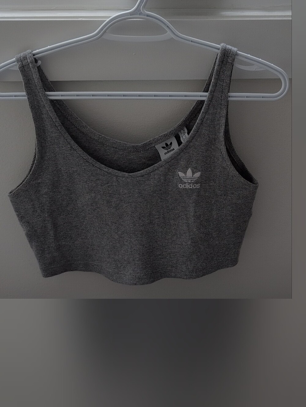 adidas Originals Charcoal Ribbed Cropped Tank